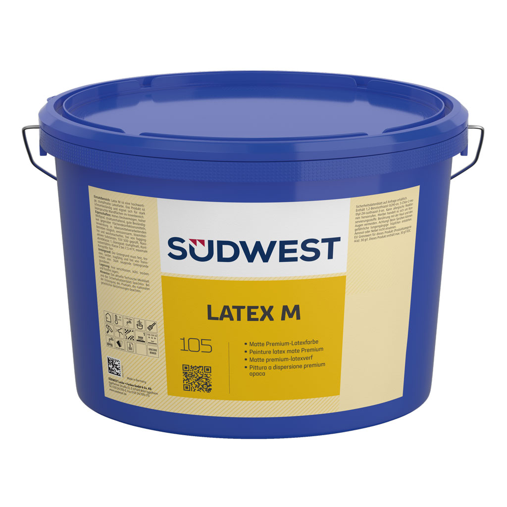 Südwest Innenfarbe Latex M, 9110 Weiß, Stumpfmatt, 12,5 l