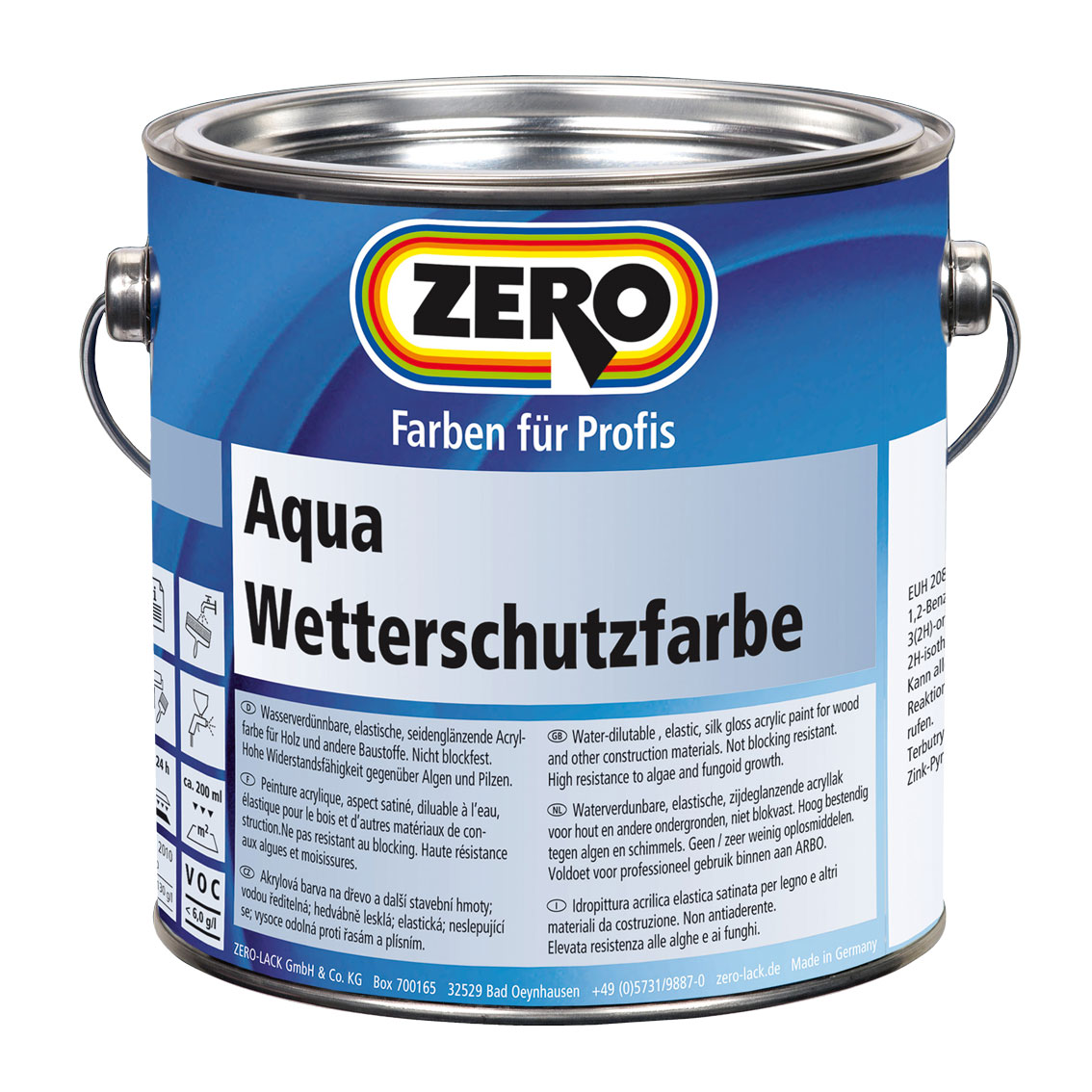 Zero Aqua Wetterschutzfarbe, Schwarz, 0,750 l