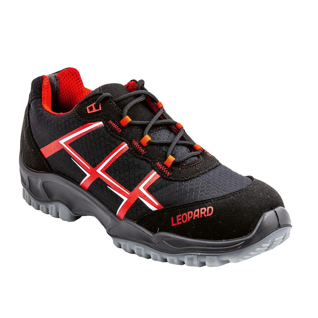 Leopard Sicherheitsschuh S1, Schwarz/ Rot, Größe 47