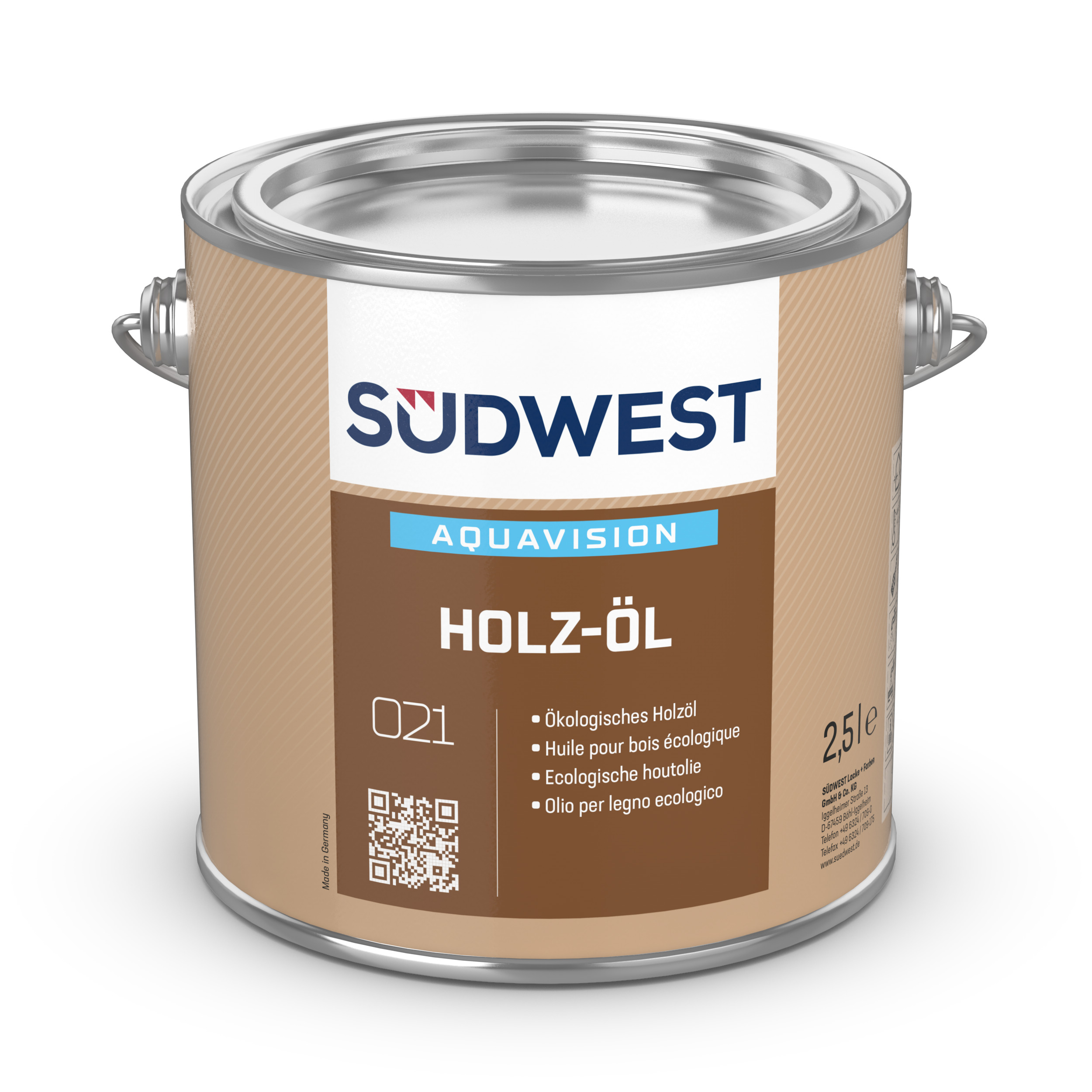 Südwest AquaVision Holz-Öl, 8919 Teak, Matt, 1 l