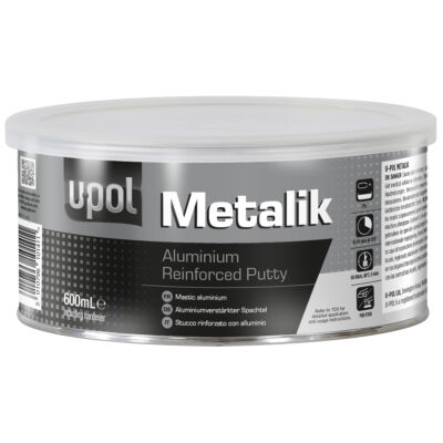 U-POL Spachtel Metalik Aluminium Reinforced Putty, Silber-Grau, 600 ml