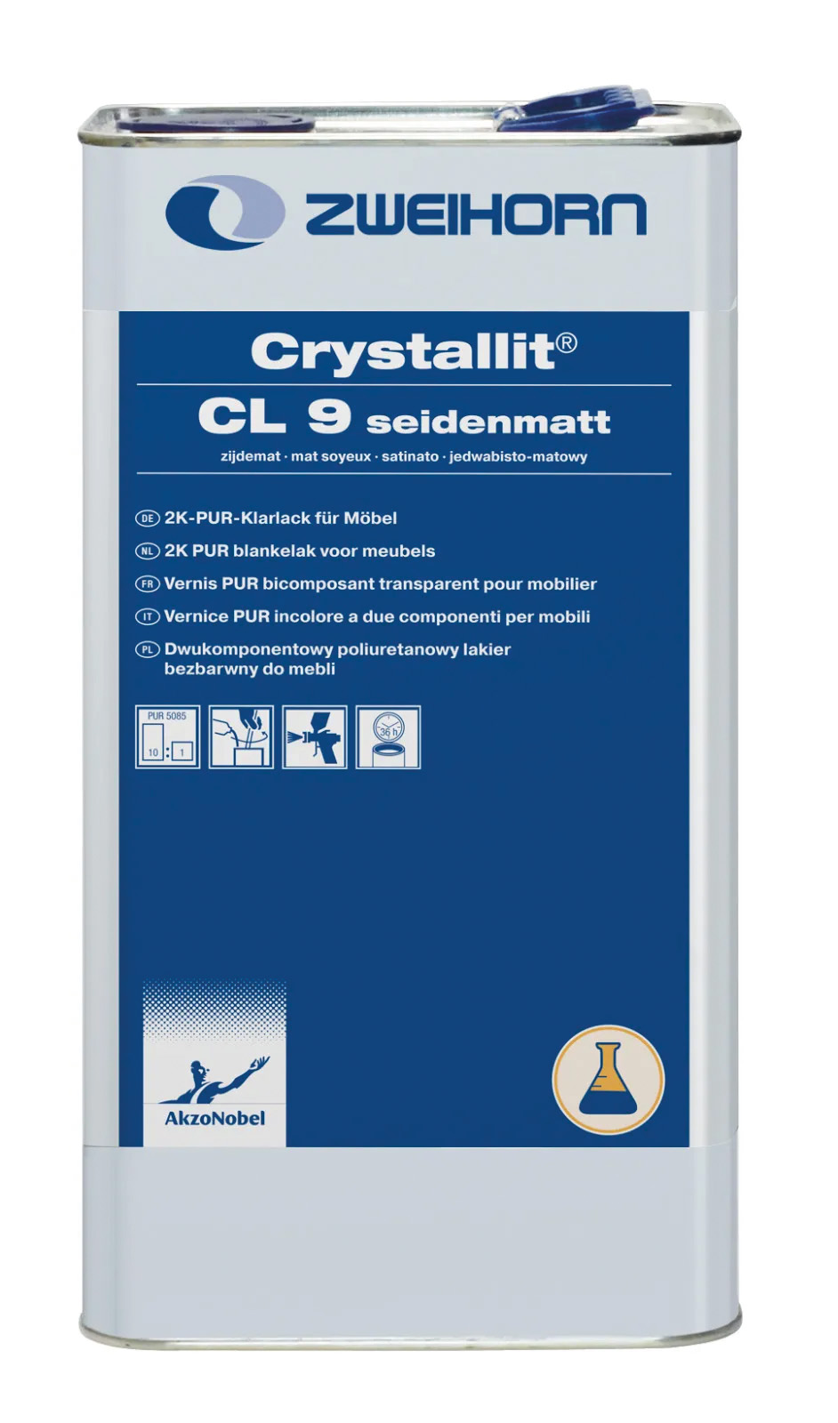 Zweihorn Klarlack Crystallit, Seidenmatt, CL9, 5 l