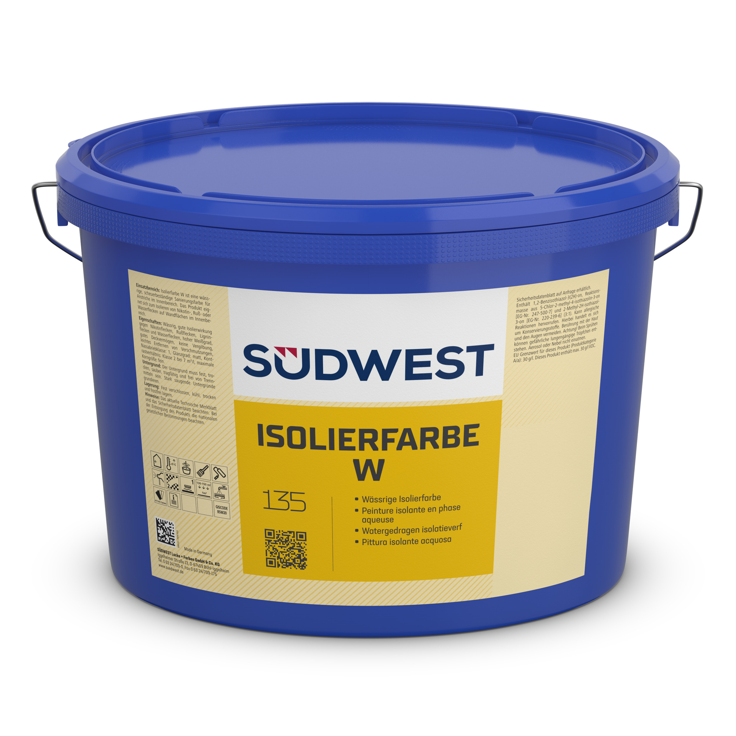 Südwest Isolierfarbe W, 9110 Weiß, Matt, 5 l