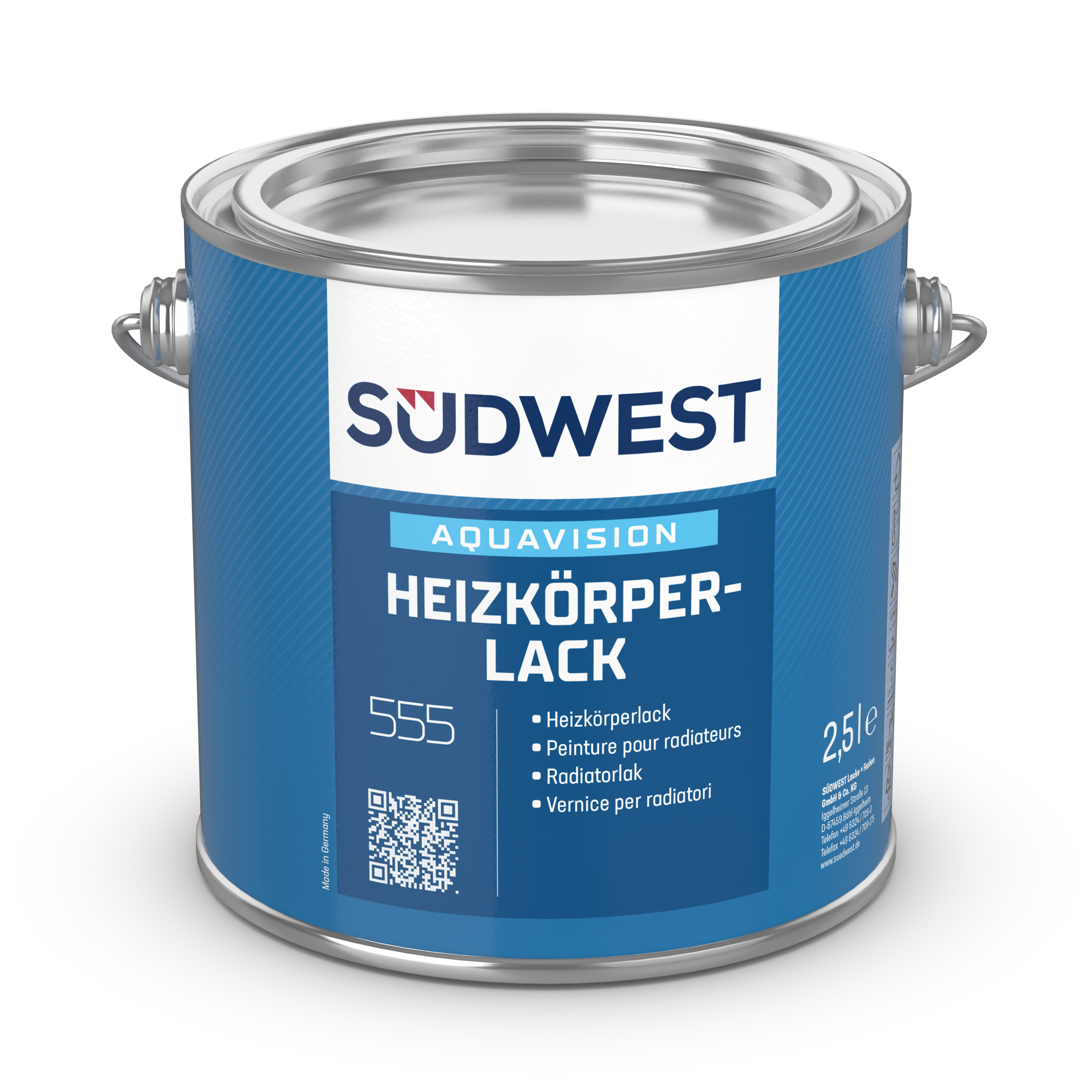 Südwest AquaVision Heizkörperlack, 9110 Weiß, Glänzend, 750 ml