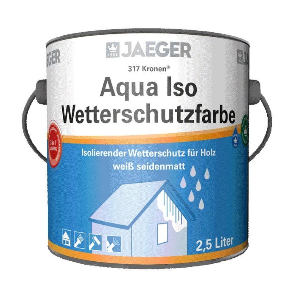 JAEGER Kronen Aqua Iso Wetterschutzfarbe 317, Weiß, 750 ml