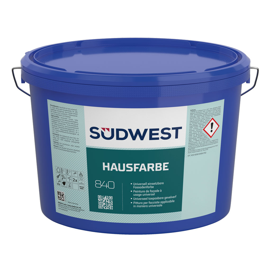 Südwest Hausfarbe Fassadenfarbe, 9110 Weiß, Matt, 5 l