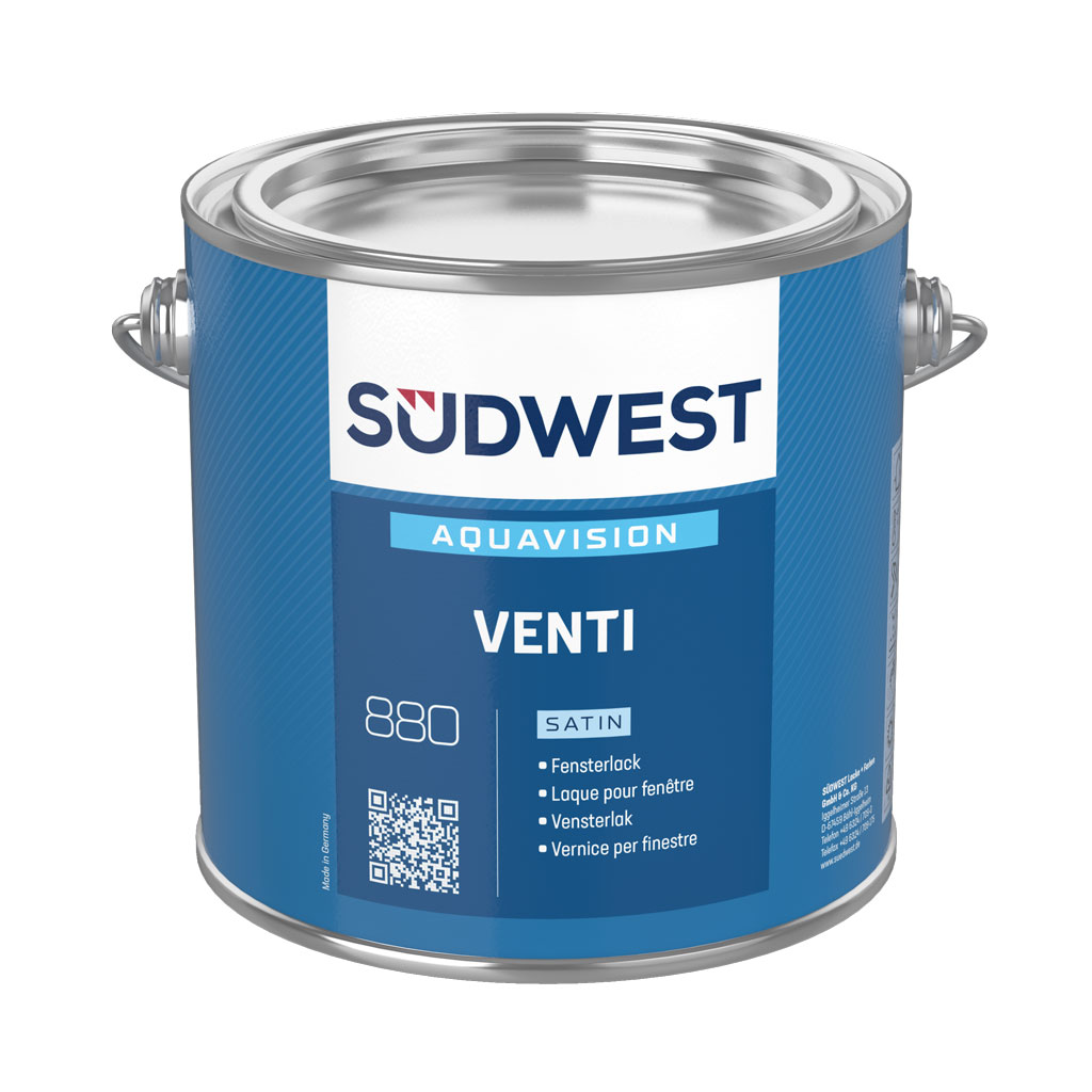 Südwest AquaVision Venti Satin Fensterlack, 9110 Weiß, 2,5 l