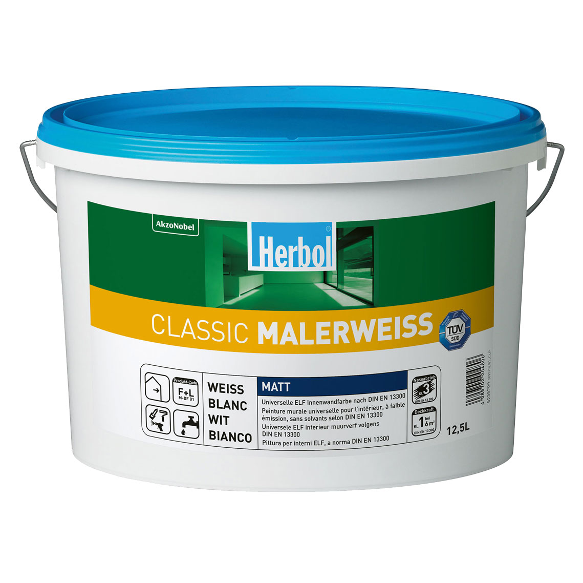 Herbol Innenfarbe Classic Malerweiss, Bas Du1, 5 l