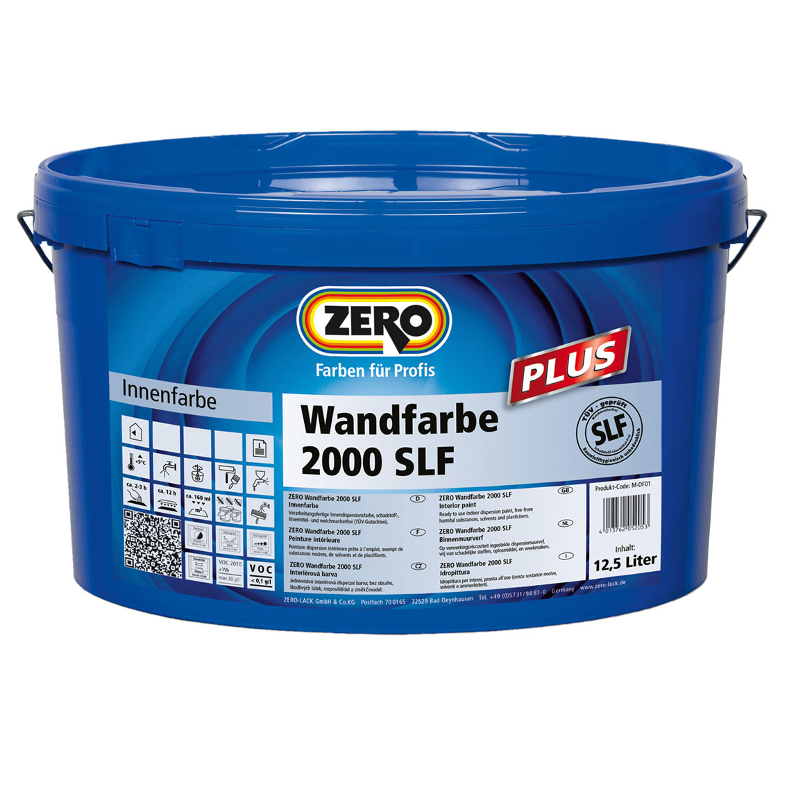 ZERO Wandfarbe 2000 SLF Dispersionsfarben, Altweiß, 12,5 l