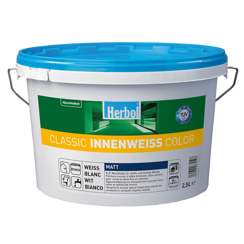 Herbol Wandfarbe Classic Innenweiss Color, Basis DU3, 930 ml