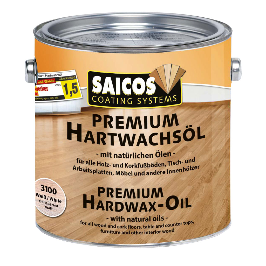 Saicos Premium Hartwachsöl, Weiß, Matt, Transparent, 2,5 l