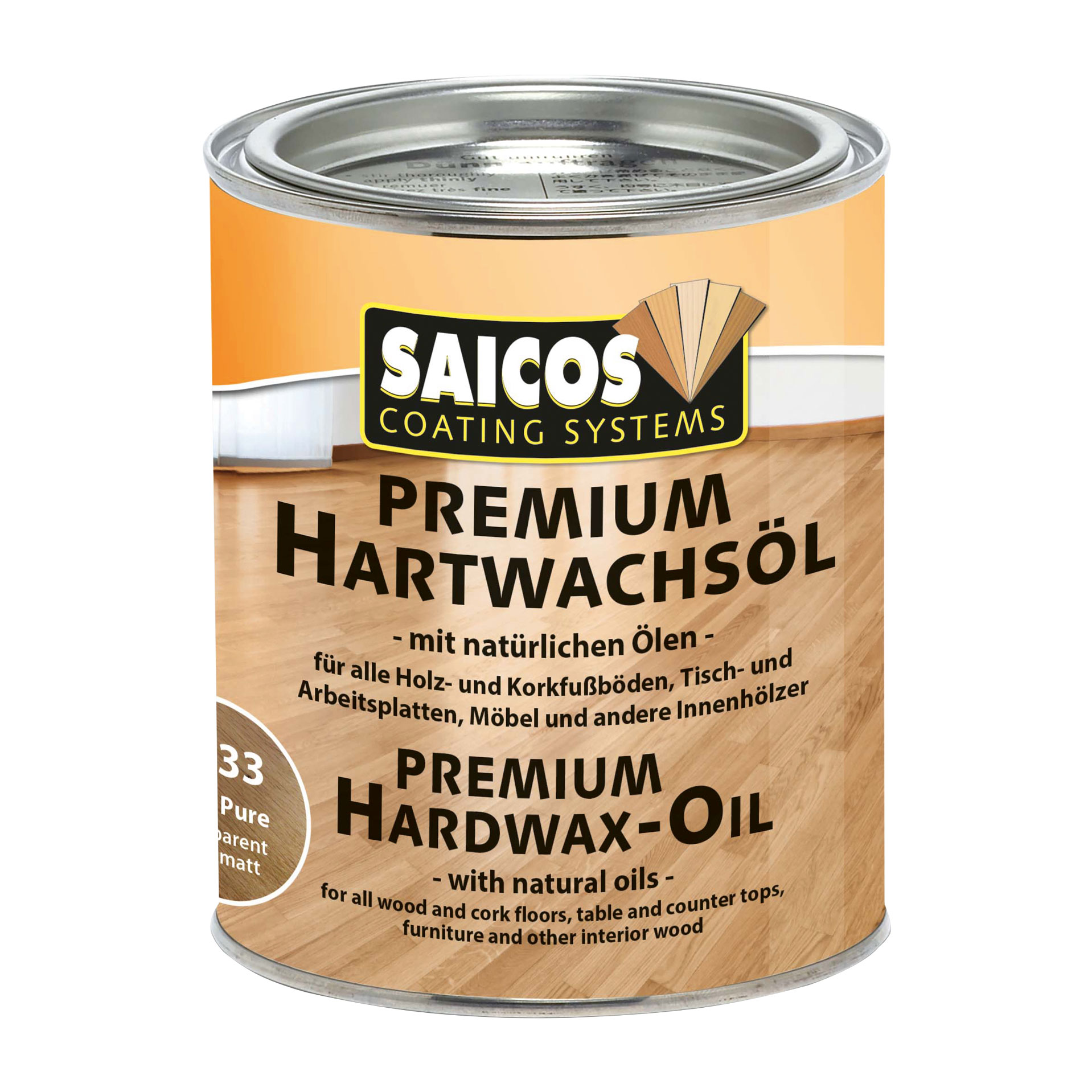Saicos Premium Hartwachsöl PUR, Transparent, 750 ml