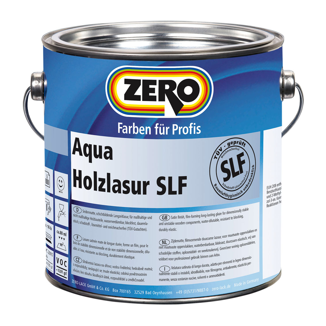 ZERO-LACK Aqua Holzlasur SLF, Weiß