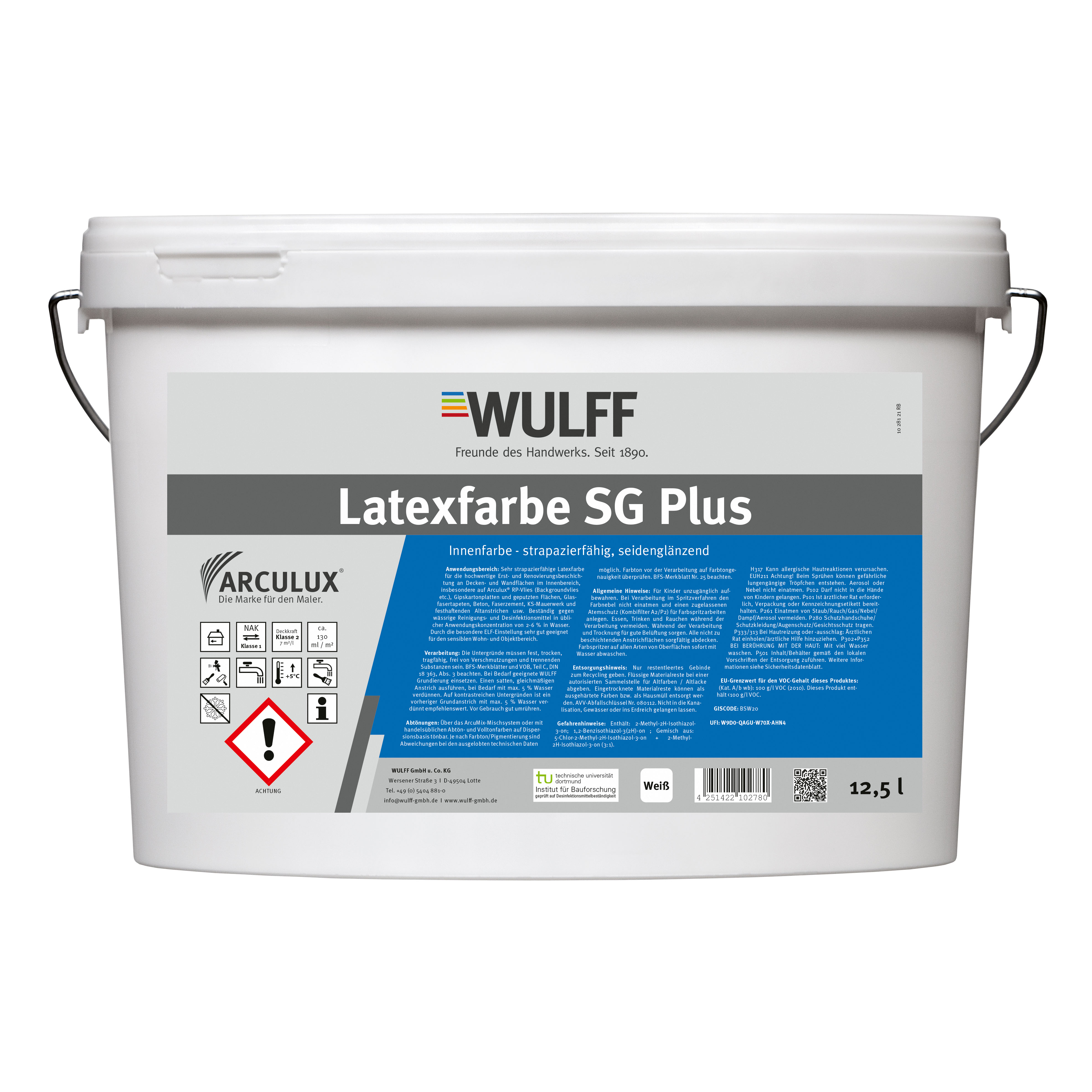 Arculux Latexfarbe SG Plus, Weiß, 12,5 l